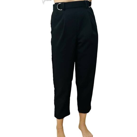 Aje Trousers Pants Cropped Ankle Black Wool Minimalist Work Academia 6 Small - Picture 1 of 8